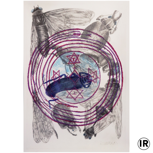 Ion Rudolf, Walpurgisnacht, Graphite, pastel and pigment on paper,70x50cm,2022