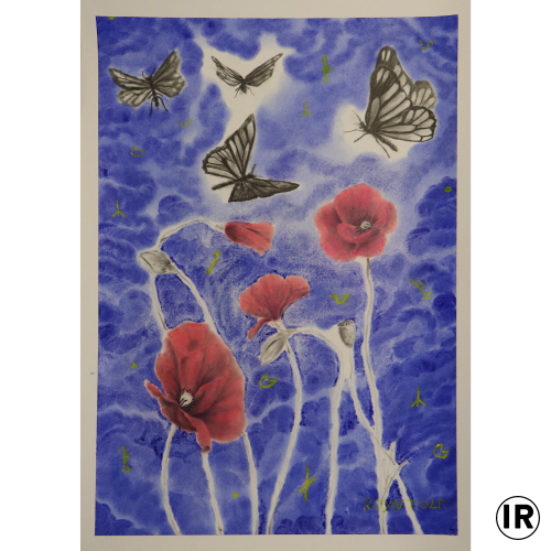 Ion Rudolf, Chilfren of Nyx, Graphite,pastel,and pigment on paper,70x50cm,2022