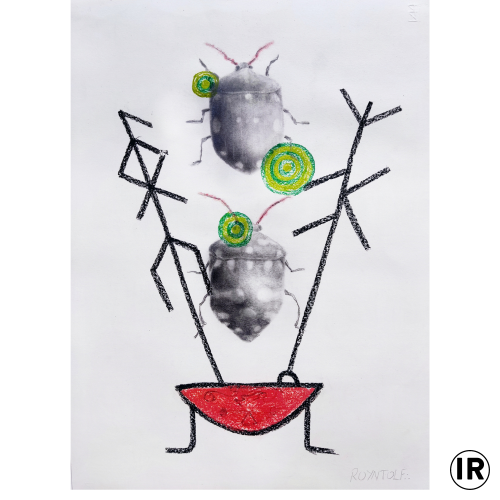 Ion Rudolf, Ritual, Graphite and pastel on paper, 70x50cm,2022